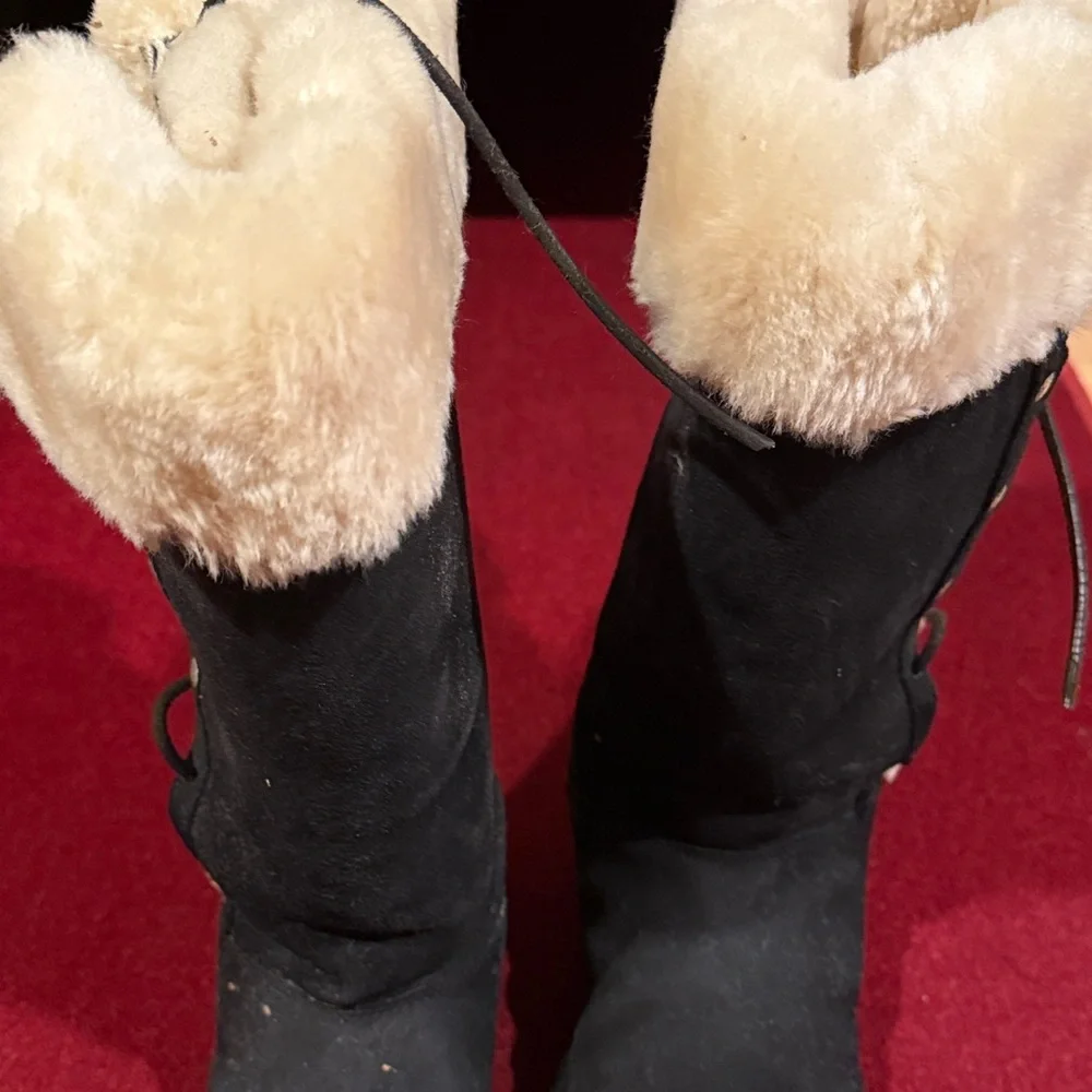 UGG Black and Cream Winter Boots